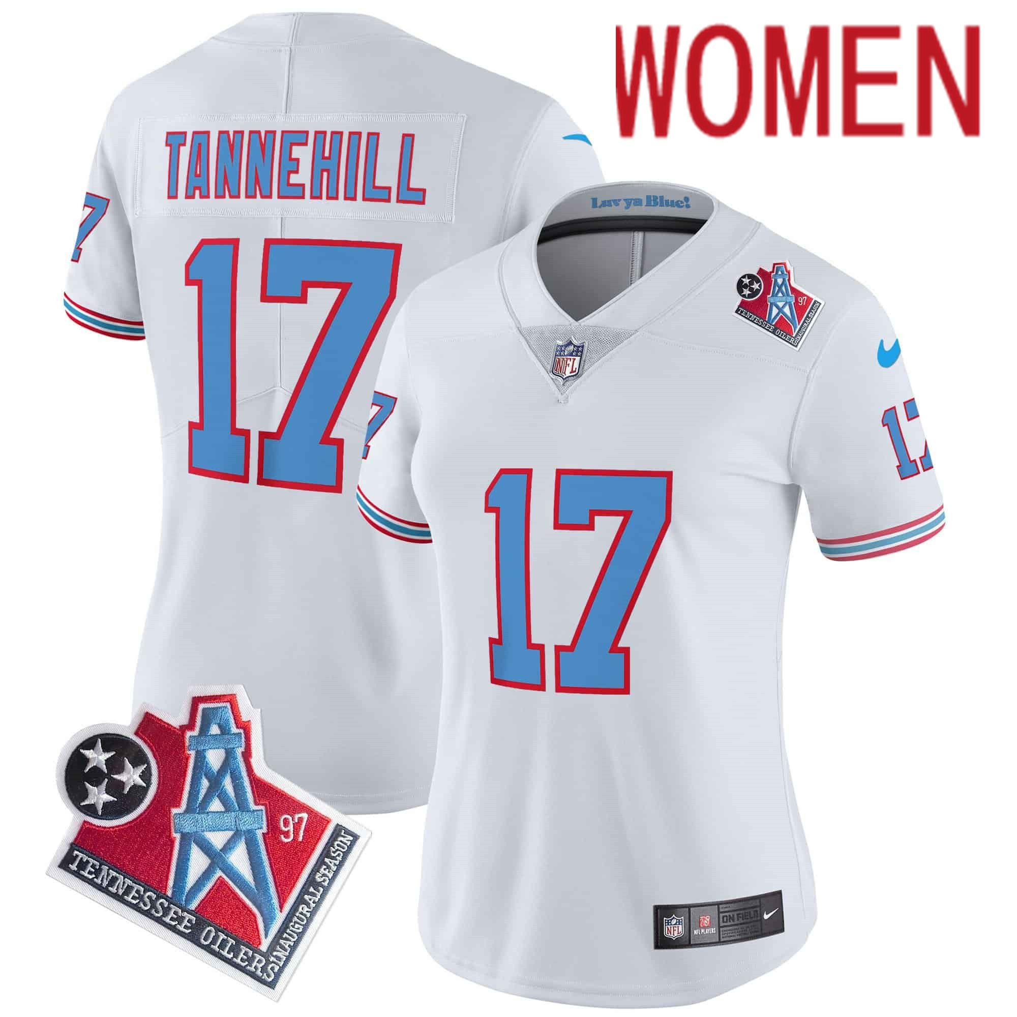 Women Tennessee Titans #17 Tannehill White 1997 Throwback 2024 Nike Limited Vapor NFL Jersey